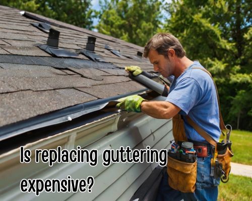 Close-up of fixing gutter attachment.