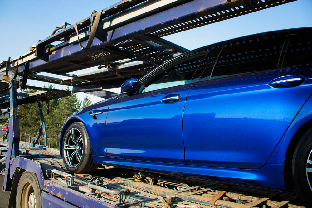 Classic Car Loaded in Trailer